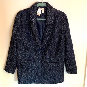 Forever 21 Exclusive Line Tweed Navy Blazer/Jacket